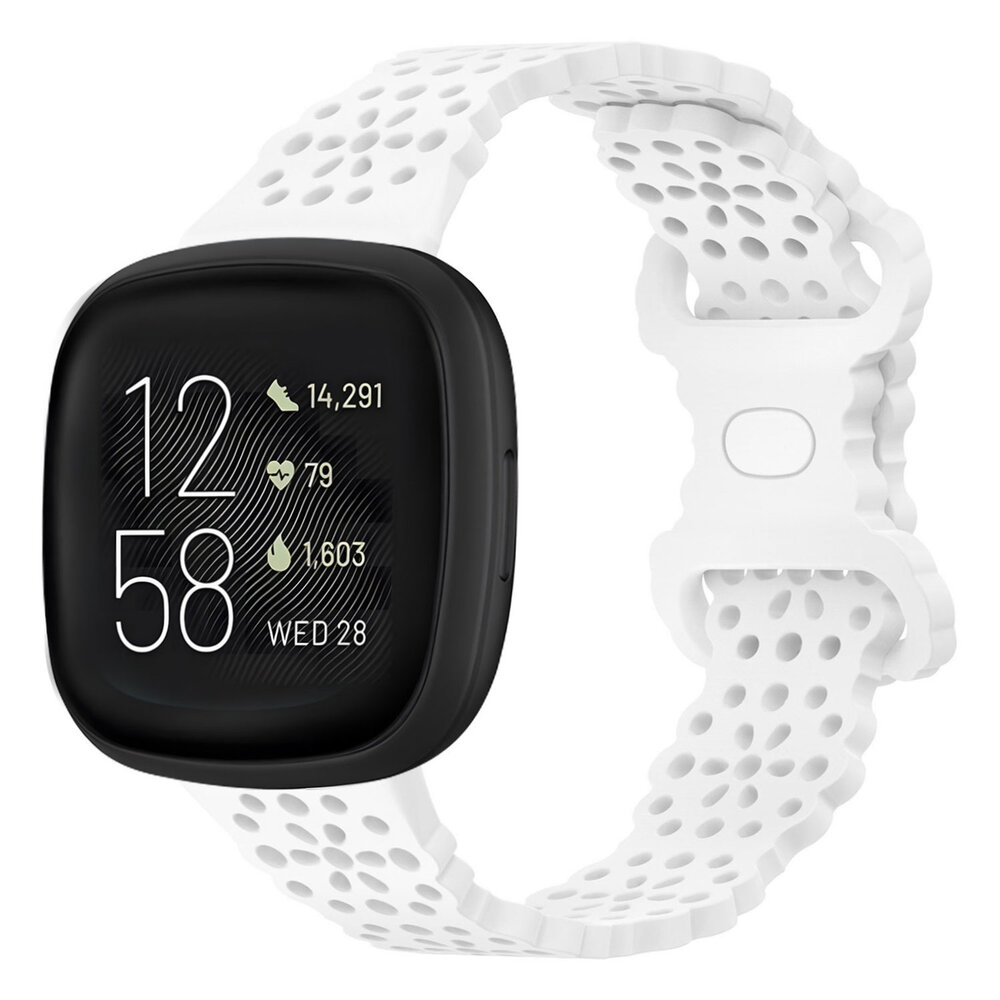Strap-it® Strap-it Fitbit Versa 3 Silikonarmband mit Muster (Weiß)