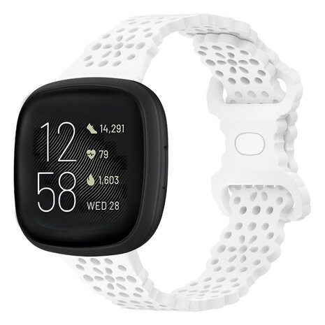 Strap-it® Strap-it Fitbit Versa 3 Silikonarmband mit Muster (Weiß)