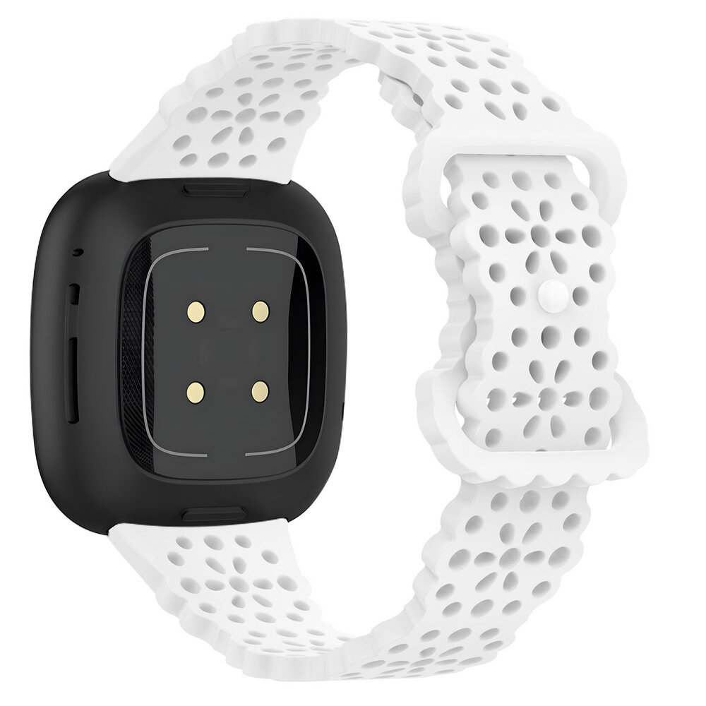 Strap-it® Strap-it Fitbit Versa 3 Silikonarmband mit Muster (Weiß)
