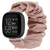 Strap-it® Fitbit Versa 3 Scrunchie Armband (Beige mit Perlen) Strap-it® Fitbit Versa 3 Scrunchie Armband (Beige mit Perlen)