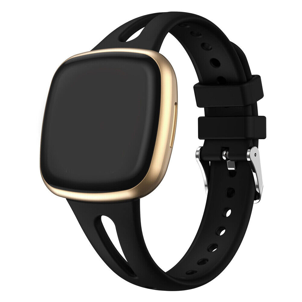 Strap-it® Strap-it Fitbit Versa 3 Luxus-Silikonarmband (Schwarz)