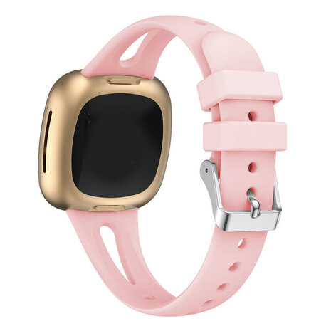 Strap-it® Strap-it Fitbit Versa 3 Luxus-Silikonarmband (Rosa)