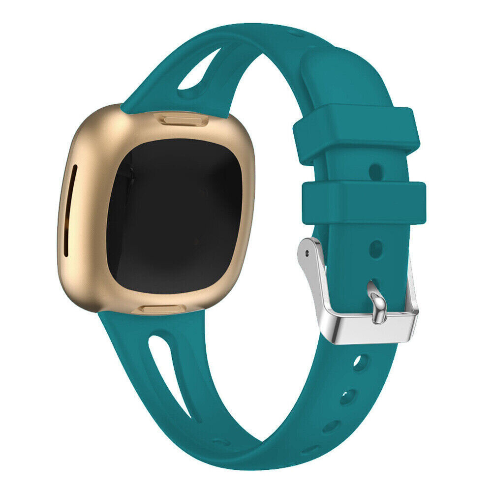 Strap-it® Strap-it Fitbit Versa 3 Luxus-Silikonarmband (Grünblau)