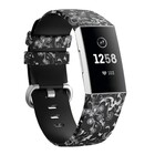 Strap-it® Strap-it Black Flower Fitbit Charge 3 / 4 Armband