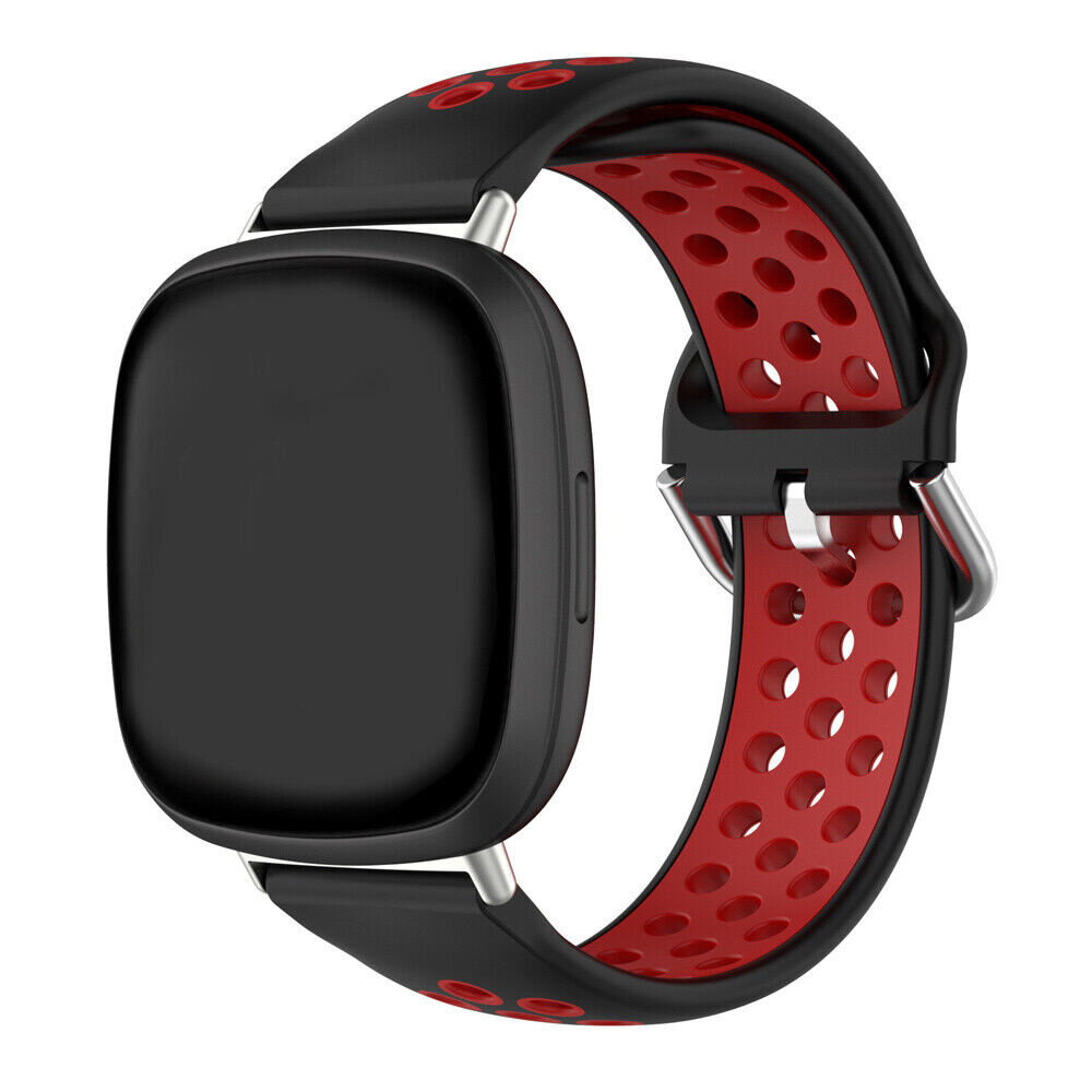 Strap-it® Strap-it Fitbit Sense 2 Sportarmband (Schwarz/Rot) Strap-it® Strap-it Fitbit Sense 2 Sportarmband (Schwarz/Rot)