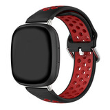 Strap-it® Fitbit Sense 2 Sportarmband (Schwarz/Rot) Strap-it® Fitbit Sense 2 Sportarmband (Schwarz/Rot)
