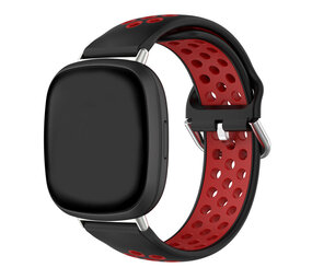 Strap-it® Fitbit Sense 2 Sportarmband (Schwarz/Rot) Strap-it® Fitbit Sense 2 Sportarmband (Schwarz/Rot)