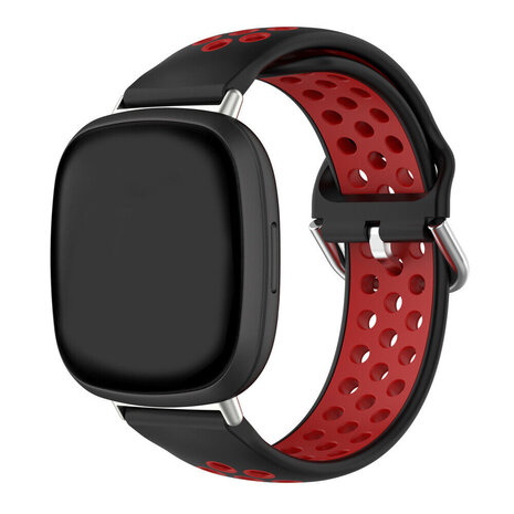 Strap-it® Strap-it Fitbit Sense 2 Sportarmband (Schwarz/Rot) Strap-it® Strap-it Fitbit Sense 2 Sportarmband (Schwarz/Rot)