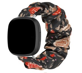 Strap-it® Fitbit Sense Scrunchie Armband (Blümen) Strap-it® Fitbit Sense Scrunchie Armband (Blümen)