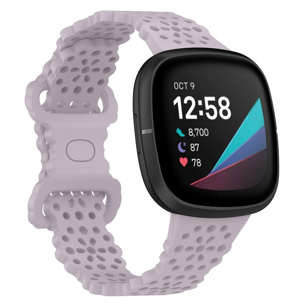 Strap-it® Strap-it Fitbit Sense Silikonarmband mit Muster (Lila)