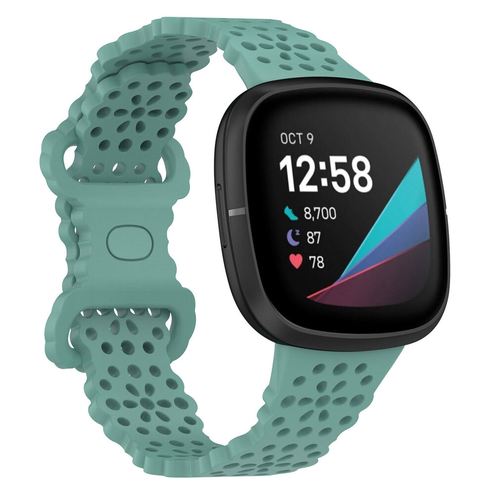 Strap-it® Strap-it Fitbit Sense Silikonarmband mit Muster (Grün)