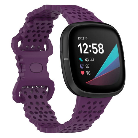 Strap-it® Strap-it Fitbit Sense Silikonarmband mit Muster (Violet)