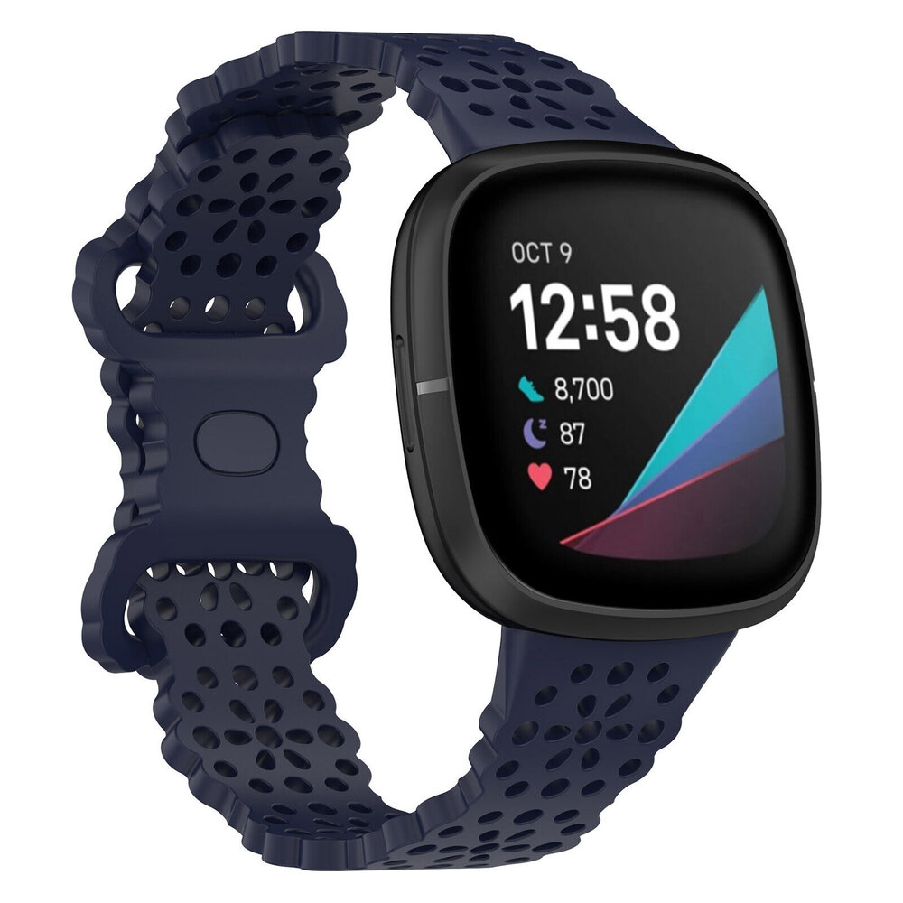 Strap-it® Strap-it Fitbit Sense Silikonarmband mit Muster (Dunkelblau)