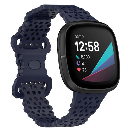 Strap-it® Strap-it Fitbit Sense Silikonarmband mit Muster (Dunkelblau)