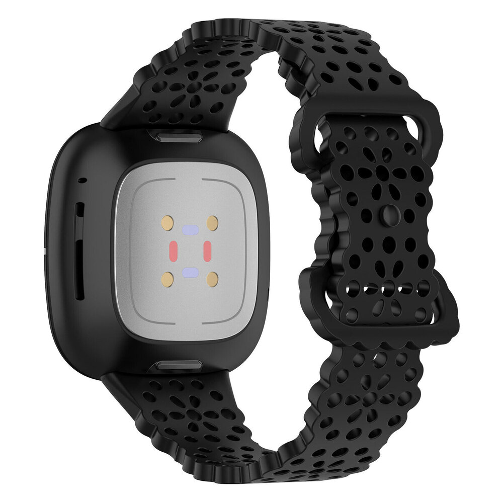 Strap-it® Strap-it Fitbit Sense Silikonarmband mit Muster (Schwarz)