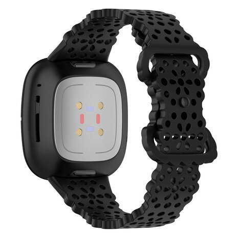Strap-it® Strap-it Fitbit Sense Silikonarmband mit Muster (Schwarz)