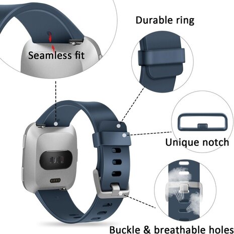 Strap-it® Strap-it Fitbit Versa / Versa 2 Armband Silikon (Dunkelblau) Strap-it® Strap-it Fitbit Versa / Versa 2 Armband Silikon (Dunkelblau)
