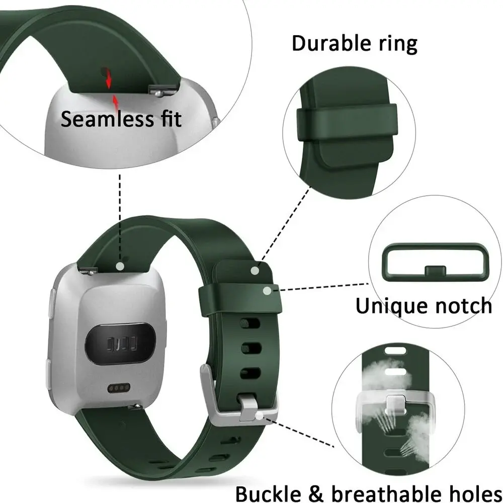 Strap-it® Strap-it Fitbit Versa / Versa 2 Armband Silikon (Grün)