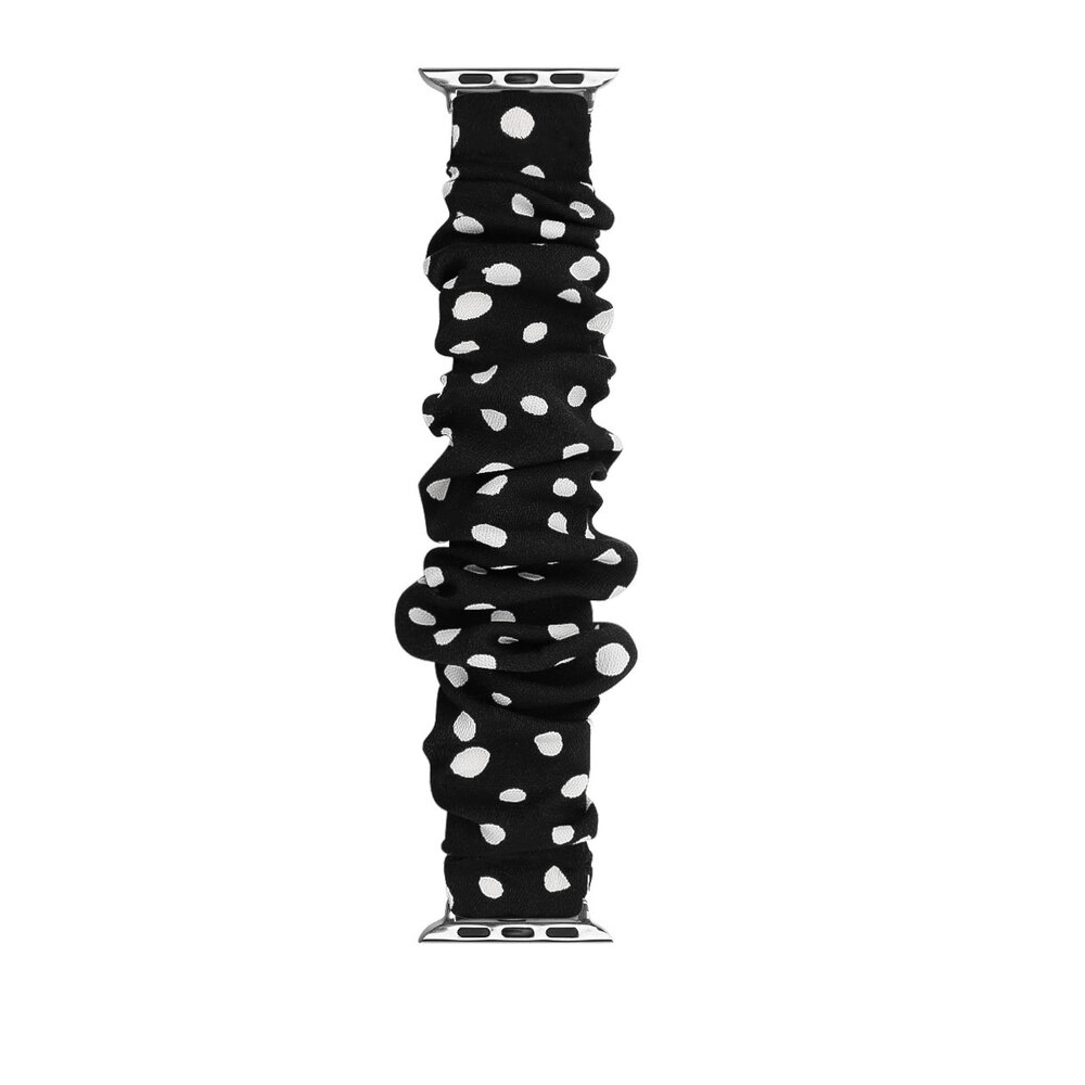 Strap-it® Strap-it Apple Watch Scrunchie Armband (Schwarz mit Punkten)