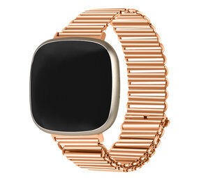 Strap-it® Fitbit Sense Stahl-looparmband (Roségold) Strap-it® Fitbit Sense Stahl-looparmband (Roségold)