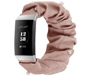 Strap-it® Fitbit Charge 3 Scrunchie Armband (Beige mit Perlen) Strap-it® Fitbit Charge 3 Scrunchie Armband (Beige mit Perlen)