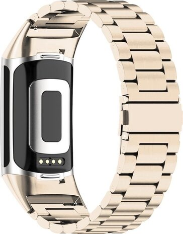 Strap-it® Strap-it Fitbit Charge 5 Metallarmband (Sekt) Strap-it® Strap-it Fitbit Charge 5 Metallarmband (Sekt)