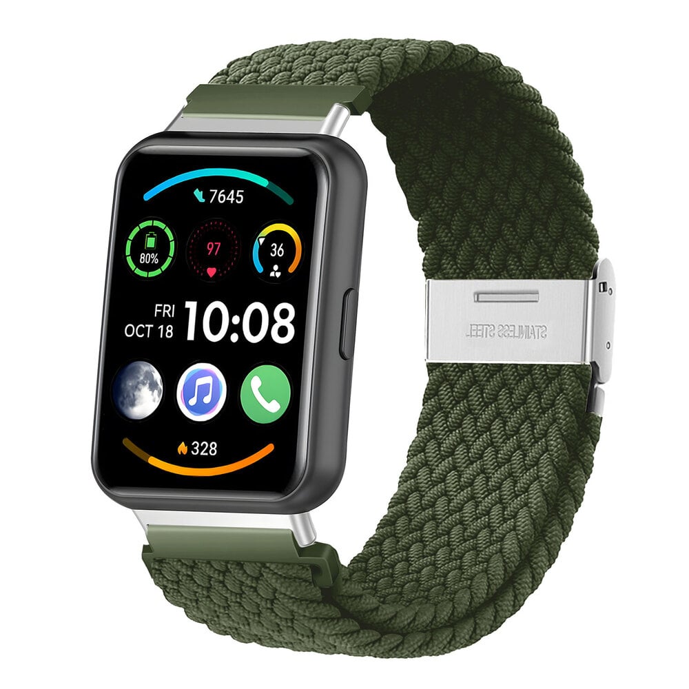 Strap-it® Strap-it Huawei Watch Fit 2 geflochtenes Armband (Grün)