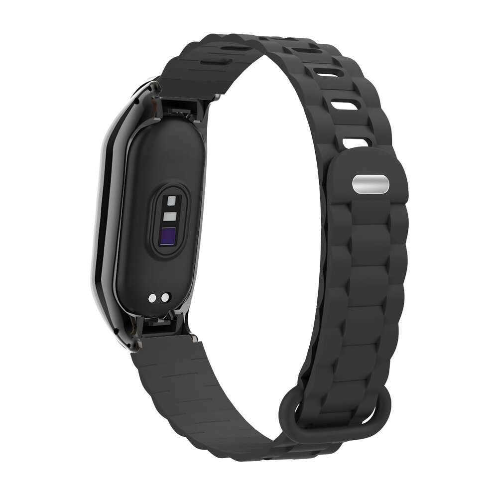 Strap-it® Strap-it Xiaomi Mi Band 7 TPU Armband mit Rahmen (Schwarz)