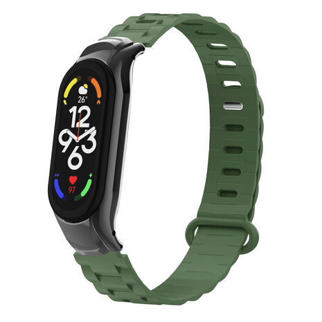 Strap-it® Strap-it Xiaomi Mi Band 7 TPU Armband mit Rahmen (Armeegrün)