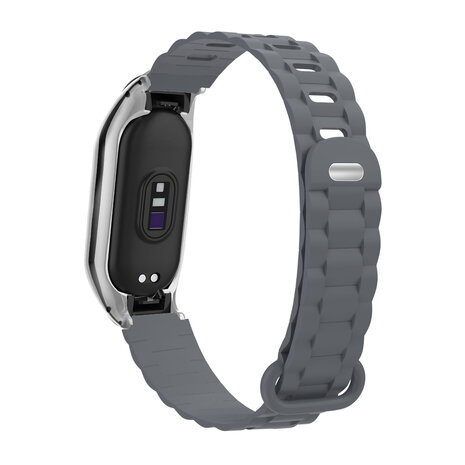 Strap-it® Strap-it Xiaomi Mi Band 7 TPU Armband mit Rahmen (Dunkelgrau)