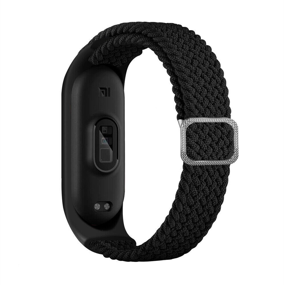 Strap-it® Strap-it Xiaomi Mi Band 7 geflochtenes Armband (Schwarz)
