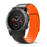 Strap-it® Garmin Fenix 5x / 6x magnetisches Silikonarmband (Schwarz/Orange)