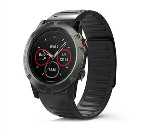 Strap-it® Garmin Fenix 5 / 6 magnetisches Silikonarmband (Schwarz)