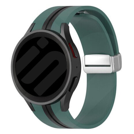 Strap-it® Strap-it Samsung Galaxy Watch 4 Classic 42mm Magnetisches Sportband (Grün/Schwarz)