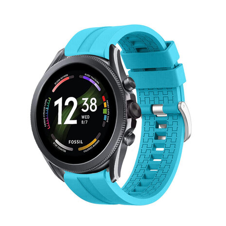 Strap-it® Strap-it Fossil Gen 6 44mm 'Extreme' Silikonarmband (Hellblau)