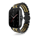Strap-it® Strap-it Xiaomi Amazfit Bip Duo Stahlgliederband (Schwarz/Gold)