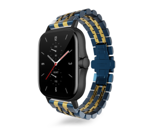 Strap-it® Amazfit GTS 3 Duo Stahlgliederband (Blau/Gold) Strap-it® Amazfit GTS 3 Duo Stahlgliederband (Blau/Gold)