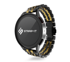 Strap-it® Samsung Galaxy Watch Active Duo Stahlgliederband (Schwarz/Gold) Strap-it® Samsung Galaxy Watch Active Duo Stahlgliederband (Schwarz/Gold)