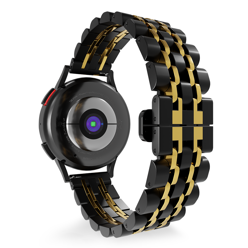 Strap-it® Strap-it Xiaomi Amazfit GTR Duo Stahlgliederband (Schwarz/Gold)