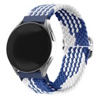 Strap-it® Strap-it Samsung Galaxy Watch 4 44mm verstellbares gewebtes Nylonarmband (Blau/Weiß)