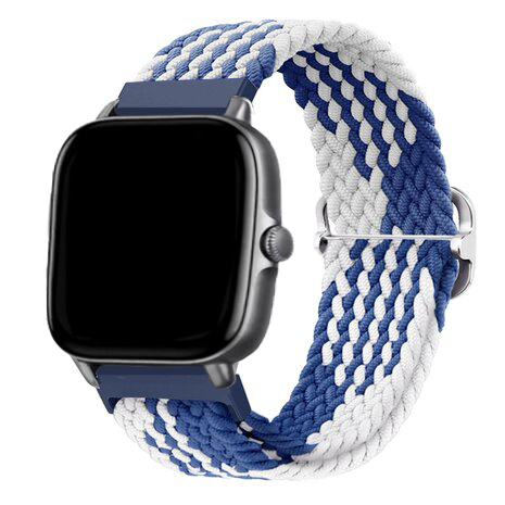Strap-it® Strap-it Xiaomi Amazfit Bip verstellbares gewebtes Nylonarmband (Blau/Weiß)