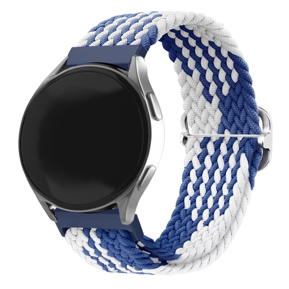 Strap-it® Strap-it Huawei Watch 3 (Pro) verstellbares gewebtes Nylonarmband (Blau/Weiß)