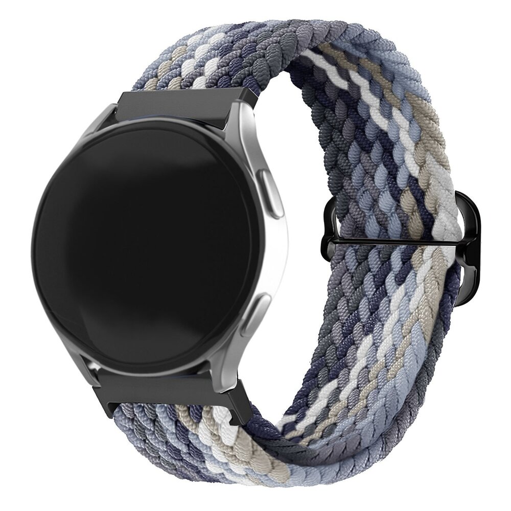 Strap-it® Strap-it Samsung Galaxy Watch 3 45mm verstellbares gewebtes Nylonarmband (Mandala Schwarz)