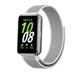 Strap-it® Samsung Galaxy Fit 3 Nylonarmband (Weiß-Grau) Strap-it® Samsung Galaxy Fit 3 Nylonarmband (Weiß-Grau)