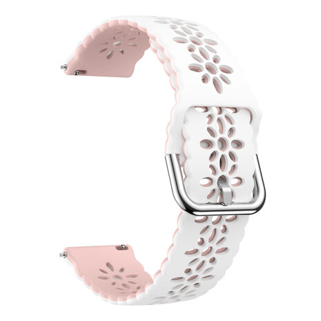 Strap-it® Strap-it Samsung Galaxy Watch Active Silikonarmband mit Muster (Weiß/Rosa)