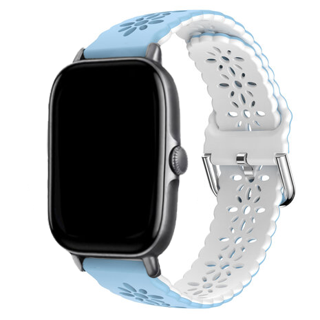 Strap-it® Strap-it Amazfit GTS 3 Silikonarmband mit Muster (Hellblau/Weiß)