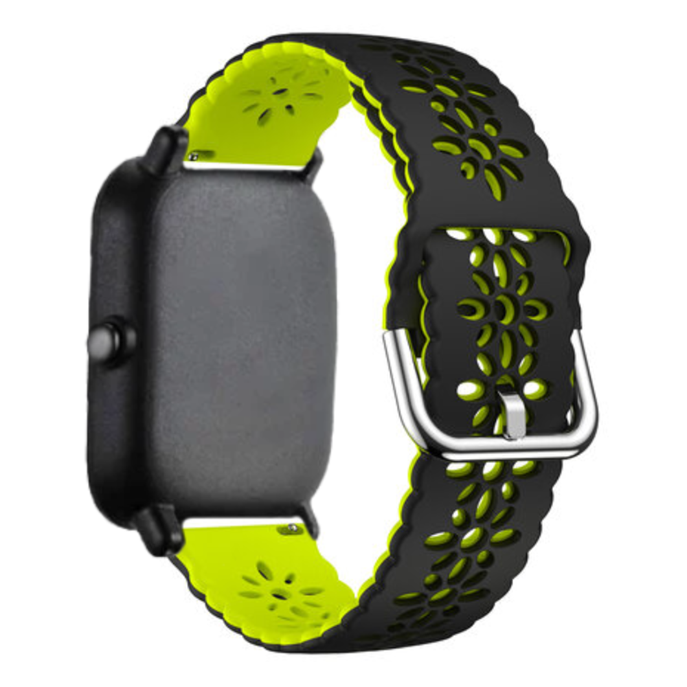 Strap-it® Strap-it Amazfit GTS 3 Silikonarmband mit Muster (Schwarz/Grün)