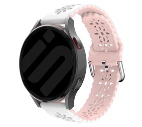 Strap-it® Samsung Galaxy Watch 6 Classic 47mm Silikonarmband mit Muster (Weiß/Rosa) Strap-it® Samsung Galaxy Watch 6 Classic 47mm Silikonarmband mit Muster (Weiß/Rosa)