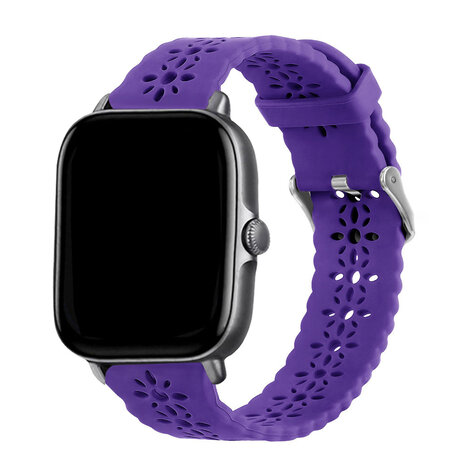 Strap-it® Strap-it Amazfit GTS 2 Silikonarmband mit Muster (Dunkelviolet)