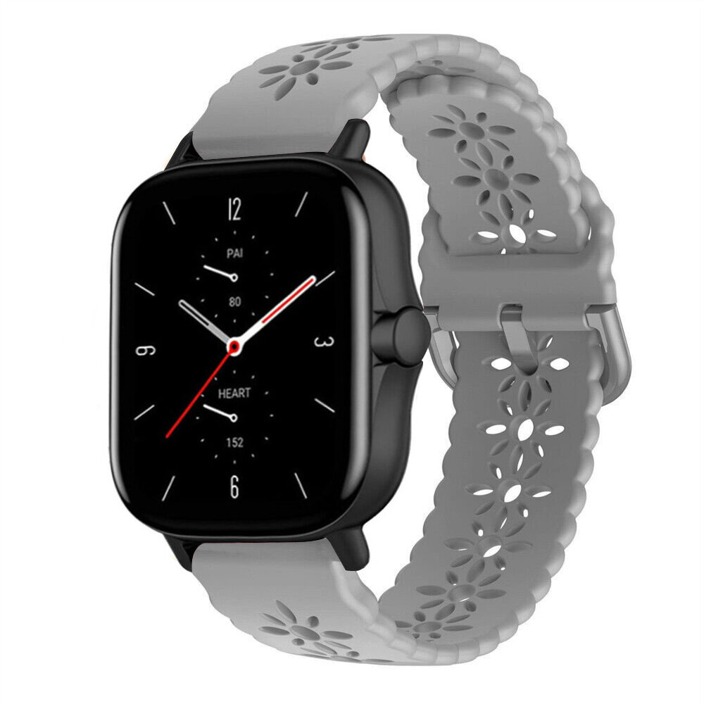 Strap-it® Strap-it Amazfit GTS 2 Silikonarmband mit Muster (Grau)